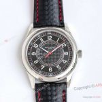 Super Clone Patek Philippe Calatrava Stainless Steel Black Red Strap Cal.324